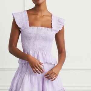 Hill House Home The Paz Cropped Nap Top in the lilac stripe color Sz XS